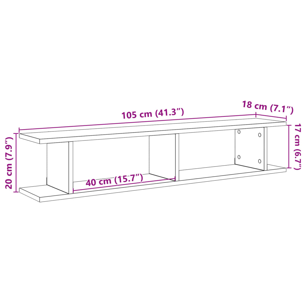 Estantes de parede 2 pcs derivados madeira carvalho artisiano