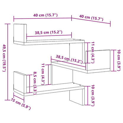 Prateleiras parede p/canto 2pcs deriv. de madeira madeira velha