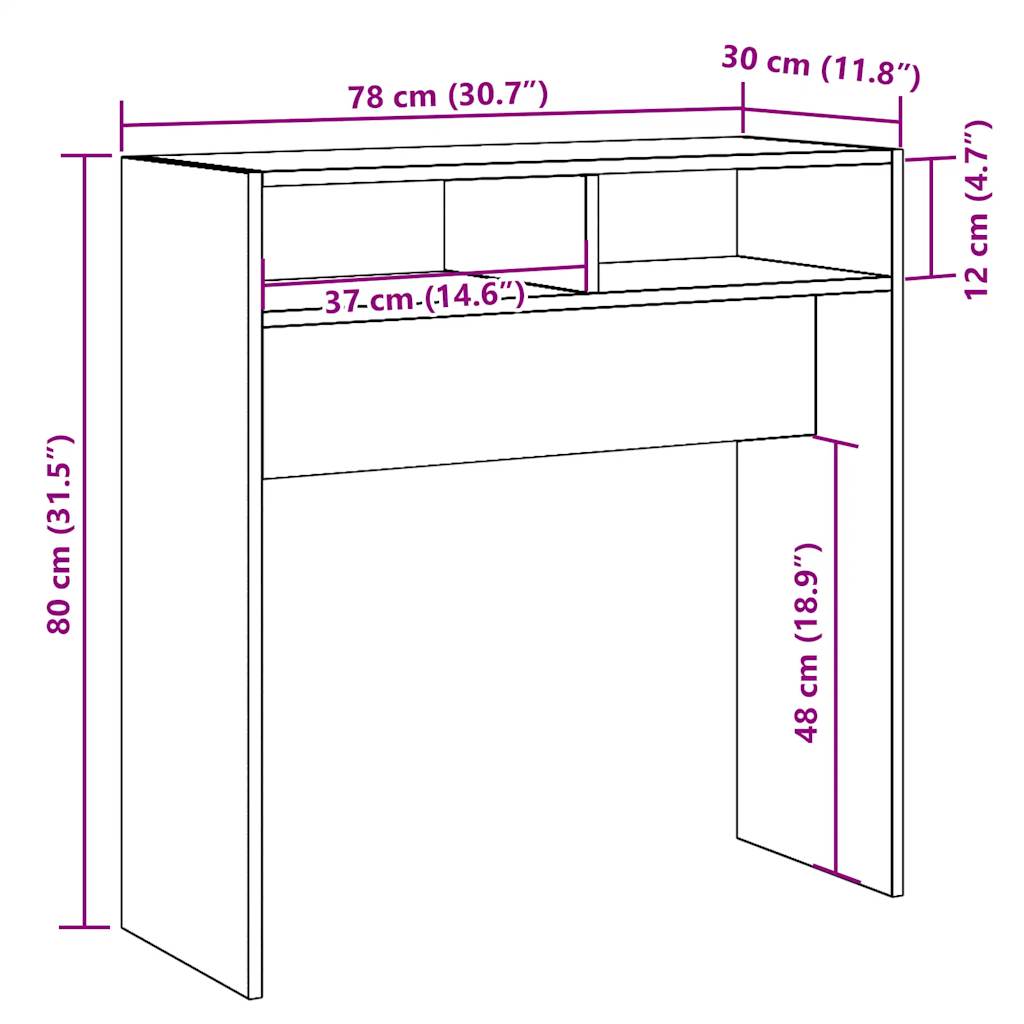 Mesa consola 78x30x80 cm derivados de madeira madeira velha