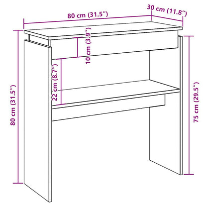 Mesa consola 80x30x80 cm derivados madeira carvalho artisiano