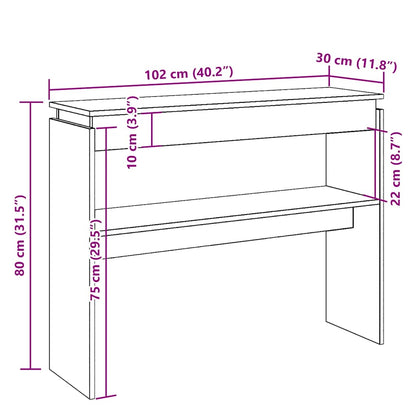 Mesa consola 80x30x102 cm derivados de madeira madeira velha