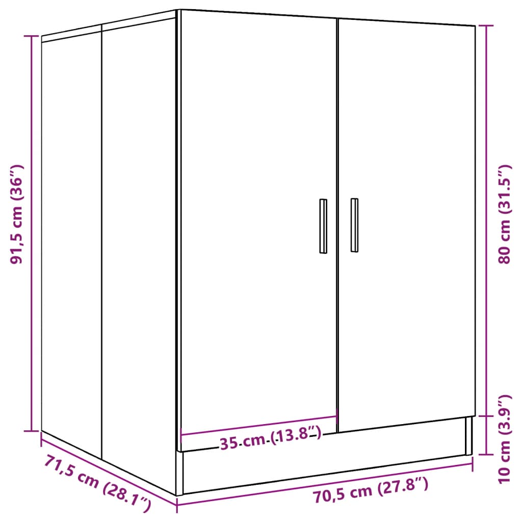 Armário máquina lavar roupa 70,5x71,5x91,5 cm cinzento-cimento