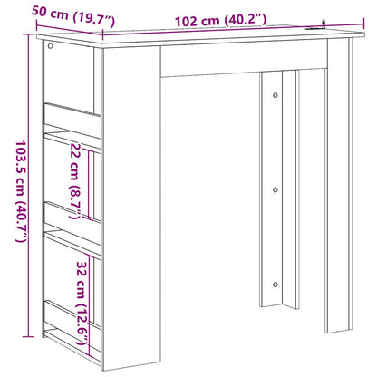 Mesa de bar c/ prateleiras 102x50x103,5 cm madeira velha