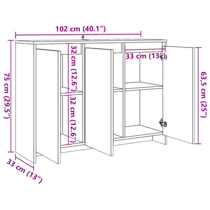 Aparador 102x33x75 cm derivados de madeira madeira velha