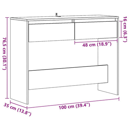 Mesa consola 100x35x76,5cm derivados madeira carvalho artisiano