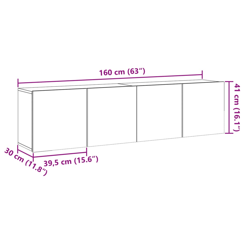 Móveis de parede para TV 2 pcs 80x30x41 cm madeira velha