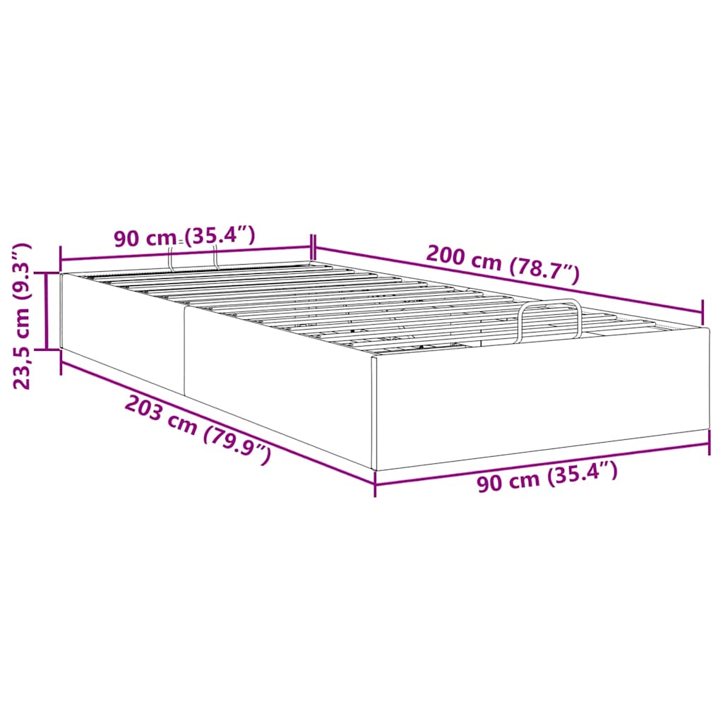 Estrutura de cama otomana sem colchão 90x200 cm preto