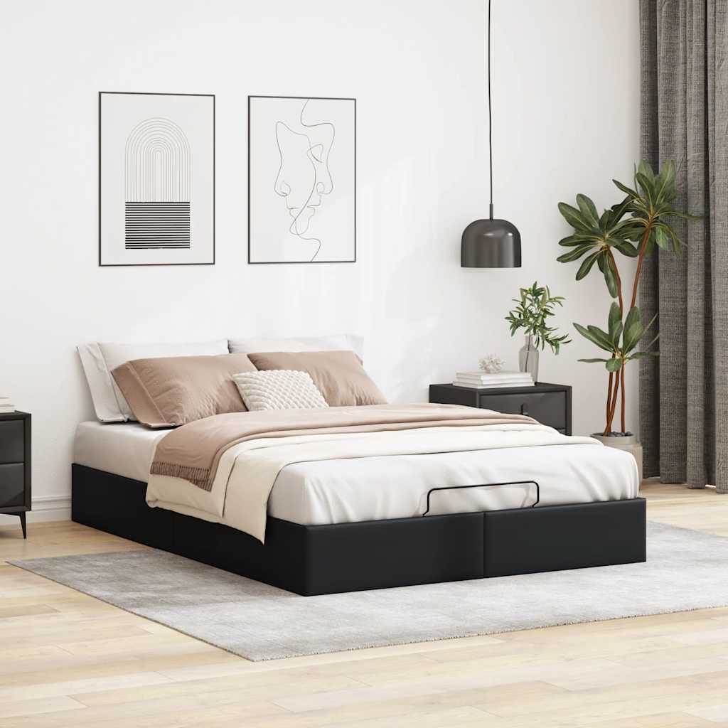 Estrutura de cama otomana sem colchão 140x190 cm preta