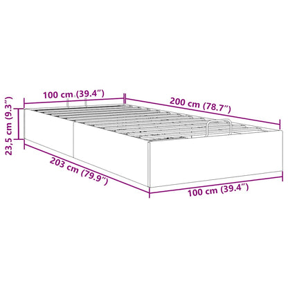 Estrutura de cama otomana sem colchão 100x200cm tecido cinzento