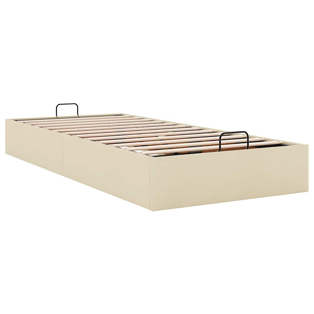 Estrutura de cama otomana sem colchão 100x200 cm tecido creme