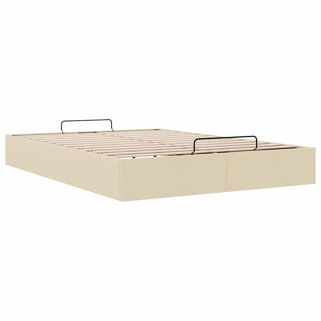 Estrutura cama otomana sem colchão 140x190 cm tecido cor creme