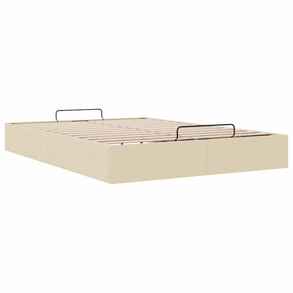 Estrutura cama otomana sem colchão 140x190 cm tecido cor creme