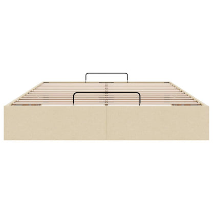 Estrutura cama otomana sem colchão 140x190 cm tecido cor creme