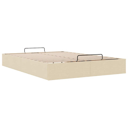 Estrutura cama otomana sem colchão 140x190 cm tecido cor creme