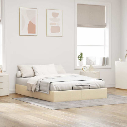 Estrutura cama otomana sem colchão 140x190 cm tecido cor creme