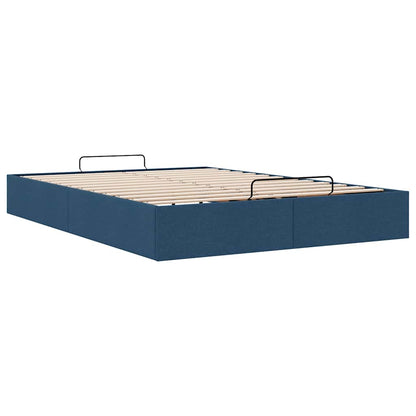 Estrutura de cama otomana sem colchão 140x190 cm tecido azul