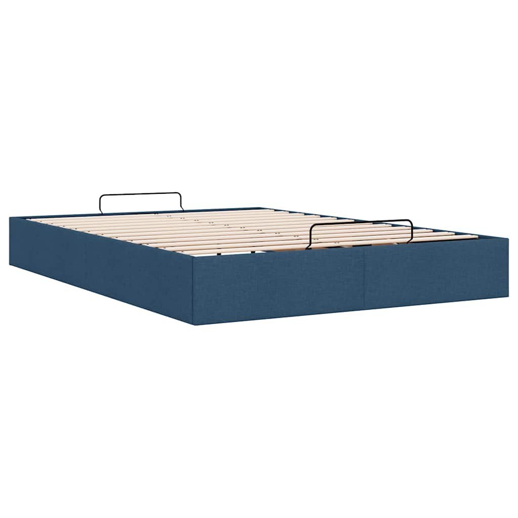 Estrutura de cama otomana sem colchão 140x190 cm tecido azul