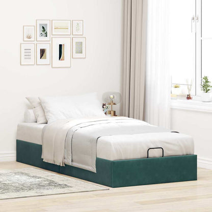 Ottoman Bed Frame Sem Colchão Verde Escuro 90x190 cm Veludo