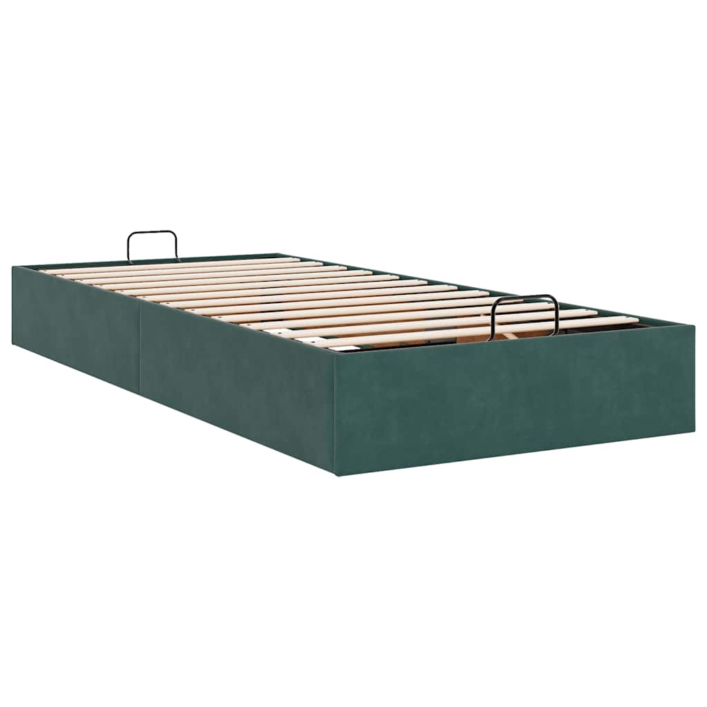 Ottoman Bed Frame Sem Colchão Verde Escuro 90x190 cm Veludo