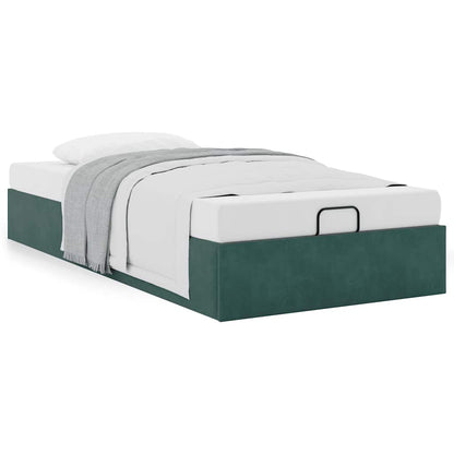 Ottoman Bed Frame Sem Colchão Verde Escuro 90x190 cm Veludo