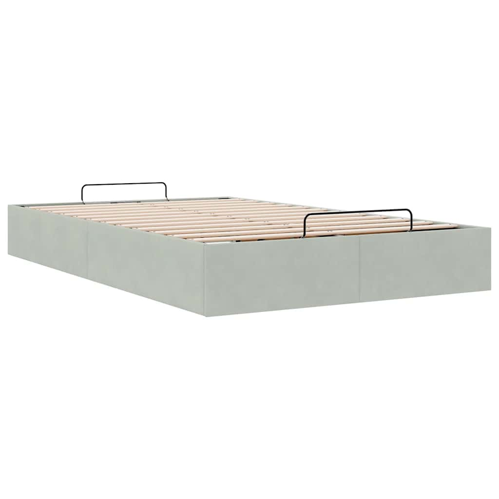 Otomano Bed Frame No Colchão Cinzento Claro 120x190 cm Veludo