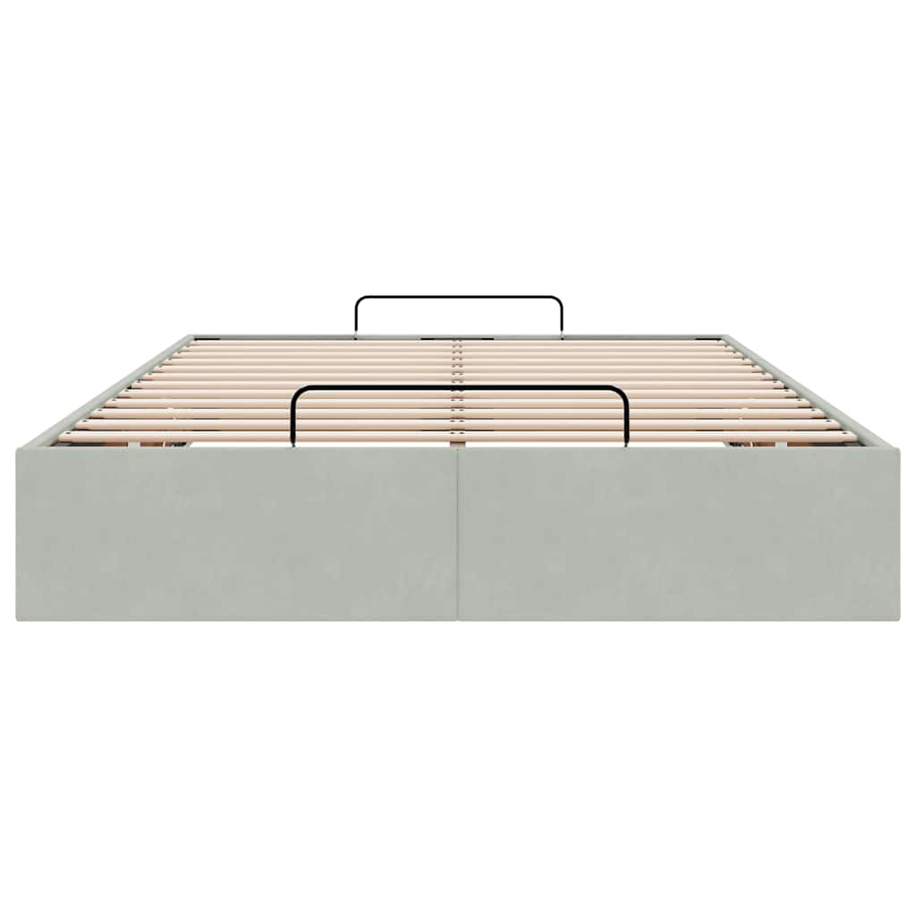 Otomano Bed Frame No Colchão Cinzento Claro 120x190 cm Veludo