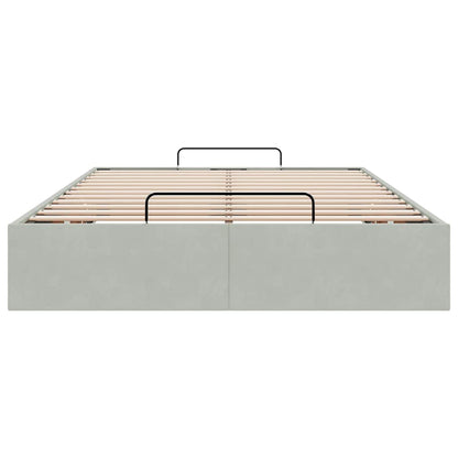 Otomano Bed Frame No Colchão Cinzento Claro 120x190 cm Veludo