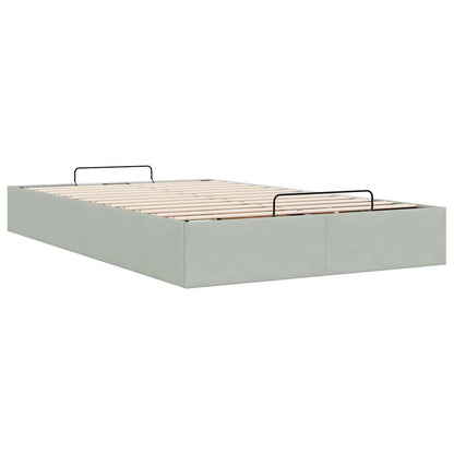 Otomano Bed Frame No Colchão Cinzento Claro 120x190 cm Veludo