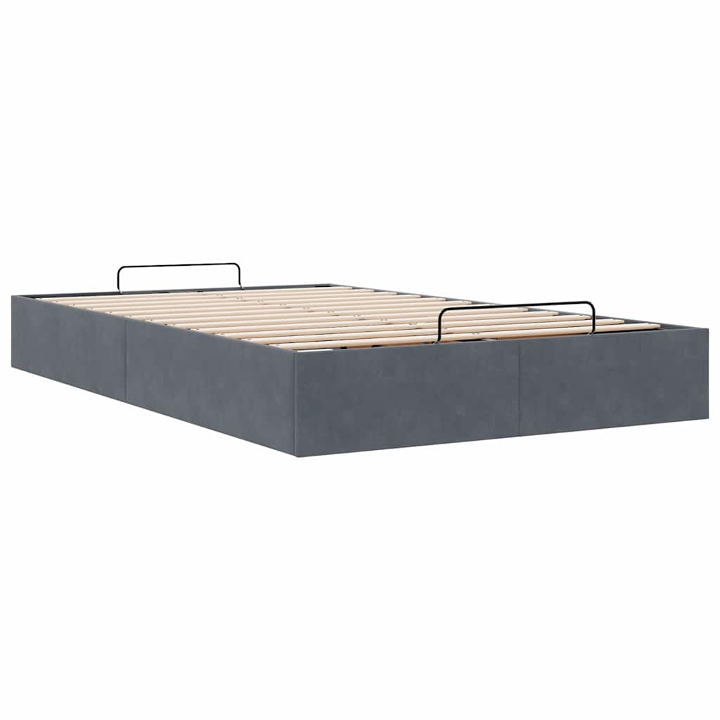 Otomano Bed Frame No Colchão Cinzento Escuro 120x190 cm Veludo