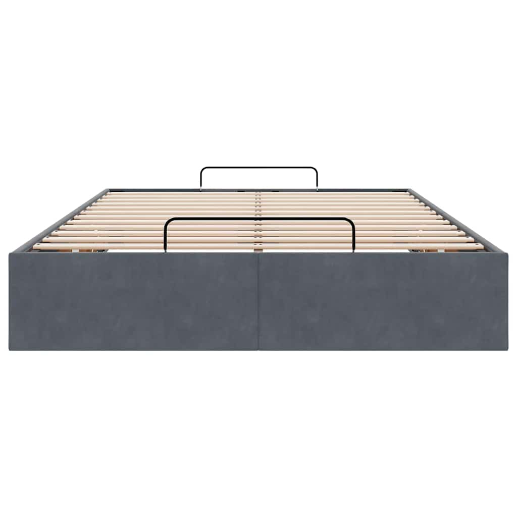 Otomano Bed Frame No Colchão Cinzento Escuro 120x190 cm Veludo