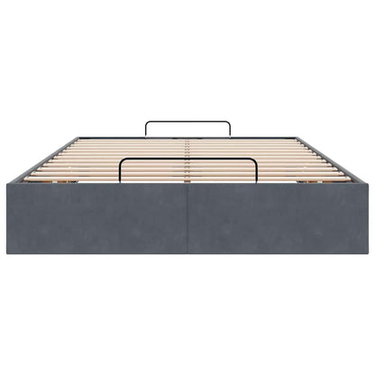 Otomano Bed Frame No Colchão Cinzento Escuro 120x190 cm Veludo