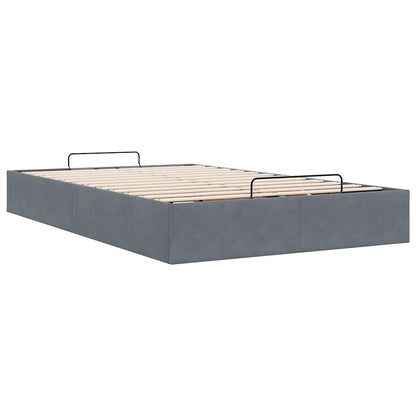 Otomano Bed Frame No Colchão Cinzento Escuro 120x190 cm Veludo