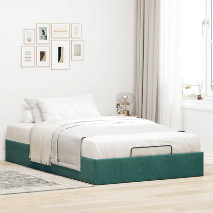 Ottoman Bed Frame Sem Colchão Verde Escuro 120x190 cm Veludo