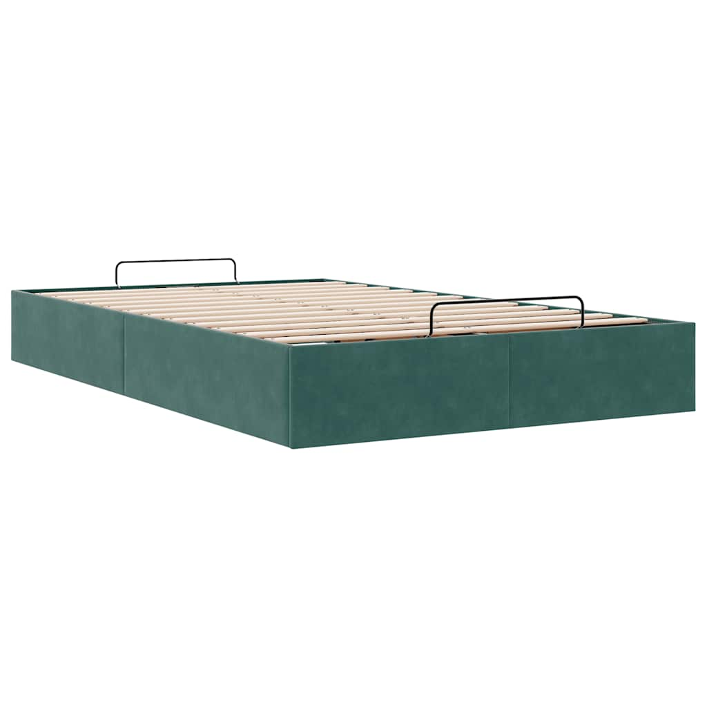 Ottoman Bed Frame Sem Colchão Verde Escuro 120x190 cm Veludo