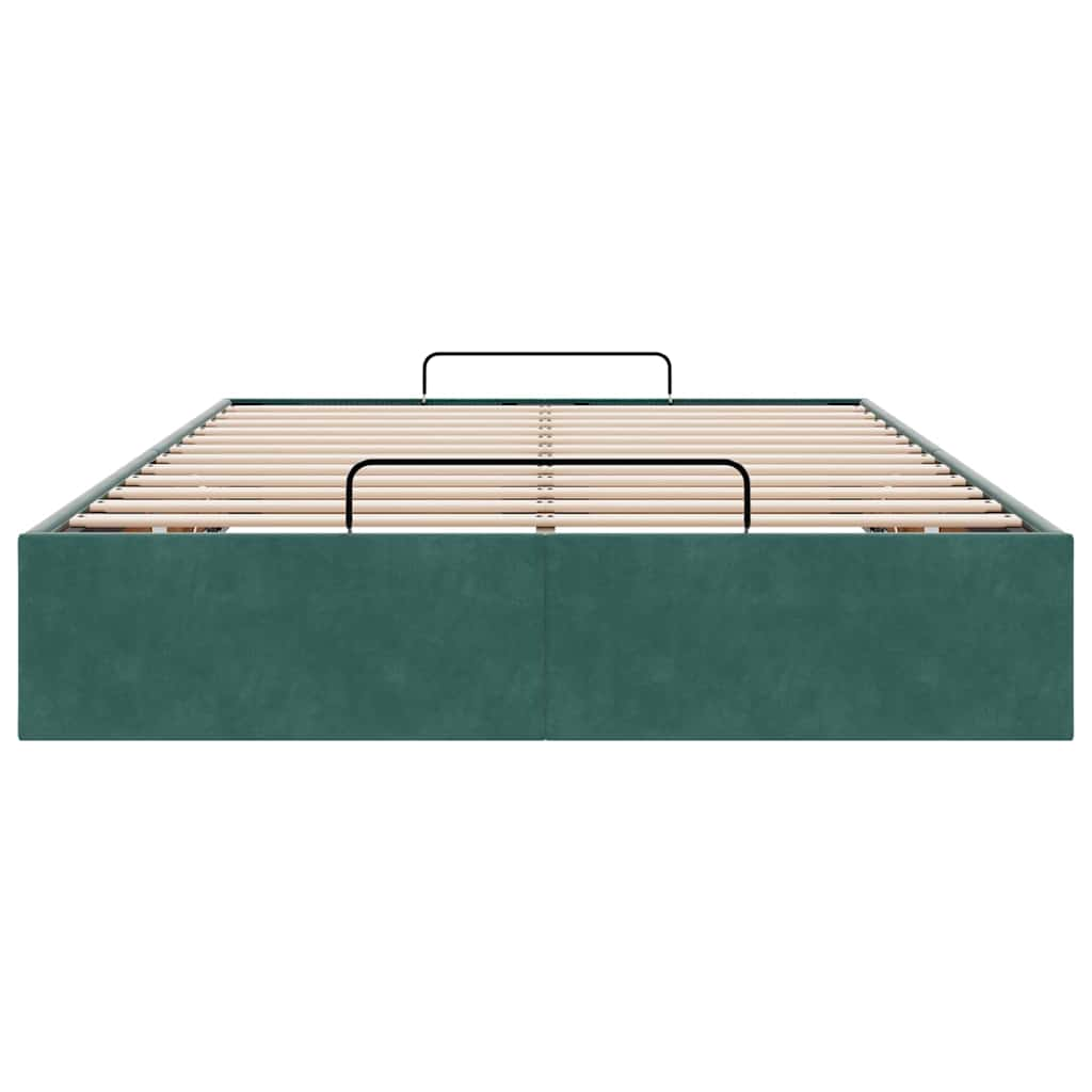 Ottoman Bed Frame Sem Colchão Verde Escuro 120x190 cm Veludo