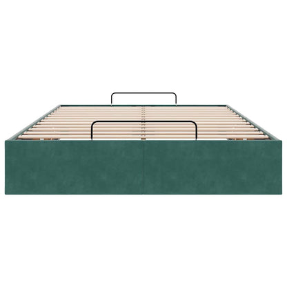 Ottoman Bed Frame Sem Colchão Verde Escuro 120x190 cm Veludo