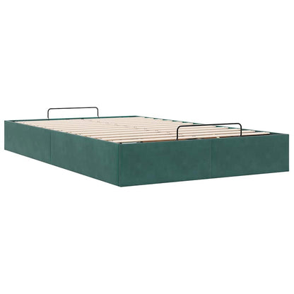 Ottoman Bed Frame Sem Colchão Verde Escuro 120x190 cm Veludo