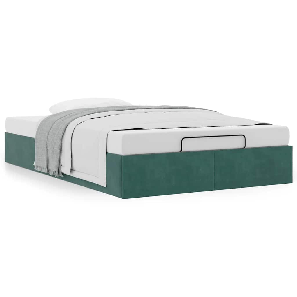 Ottoman Bed Frame Sem Colchão Verde Escuro 120x190 cm Veludo