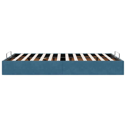 Ottoman Bed Frame No Colchão Azul Escuro 120x190 cm Veludo