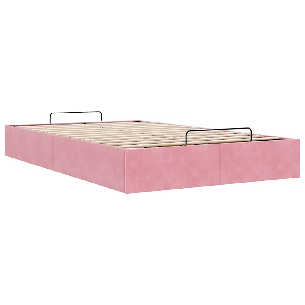 Ottoman Bed Frame No Colchão Rosa 120x190 cm Veludo