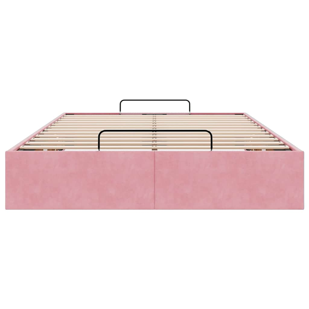 Ottoman Bed Frame No Colchão Rosa 120x190 cm Veludo