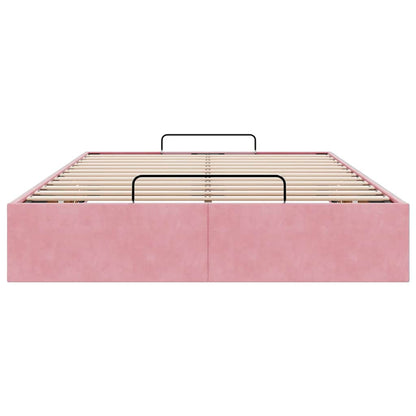 Ottoman Bed Frame No Colchão Rosa 120x190 cm Veludo