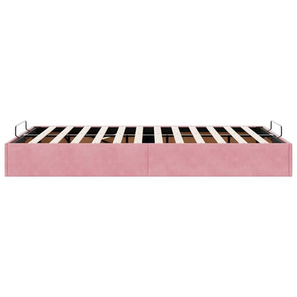 Ottoman Bed Frame No Colchão Rosa 120x190 cm Veludo