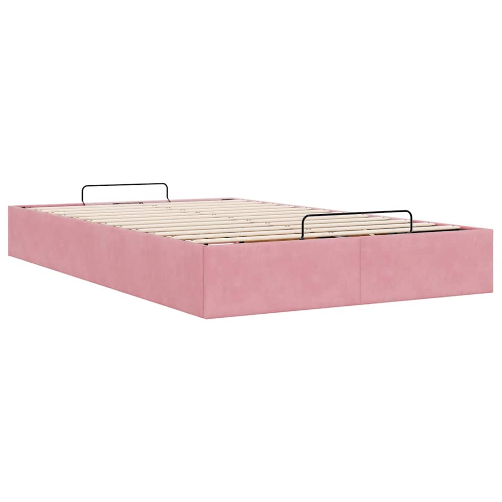 Ottoman Bed Frame No Colchão Rosa 120x190 cm Veludo