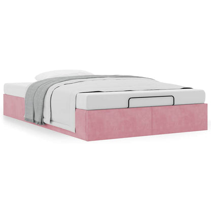 Ottoman Bed Frame No Colchão Rosa 120x190 cm Veludo