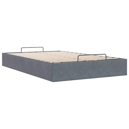 Otomano Bed Frame No Colchão Cinzento Escuro 120x200 cm Veludo