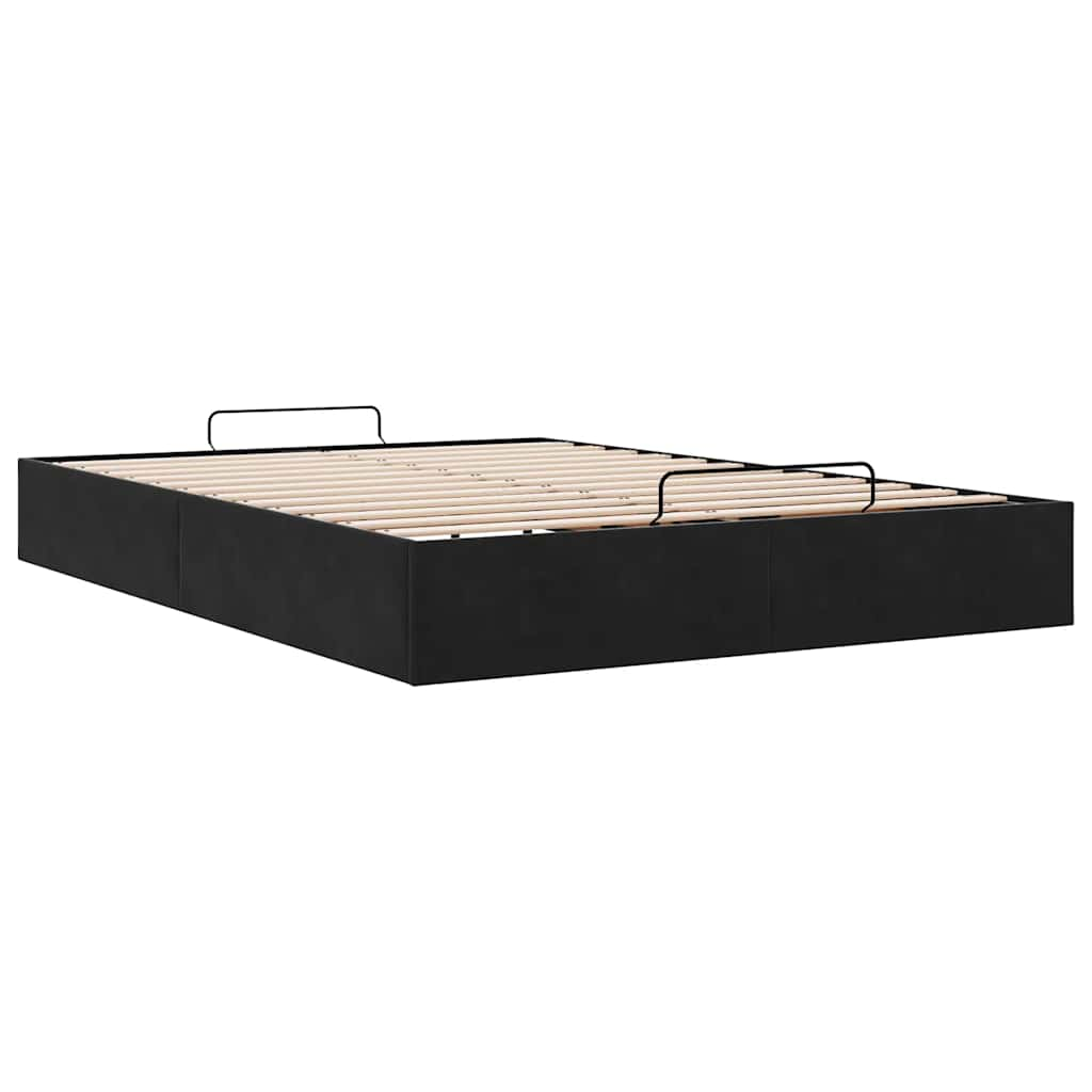 Estrutura de cama otomana sem colchão 140x190 cm veludo preto