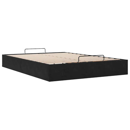 Estrutura de cama otomana sem colchão 140x190 cm veludo preto