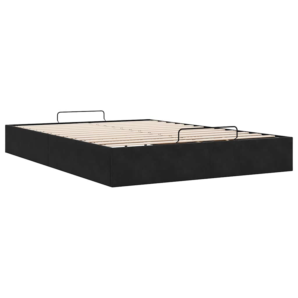 Estrutura de cama otomana sem colchão 140x190 cm veludo preto