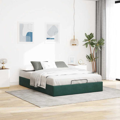 Estrutura de cama otomana sem colchão 140x190 cm verde escuro